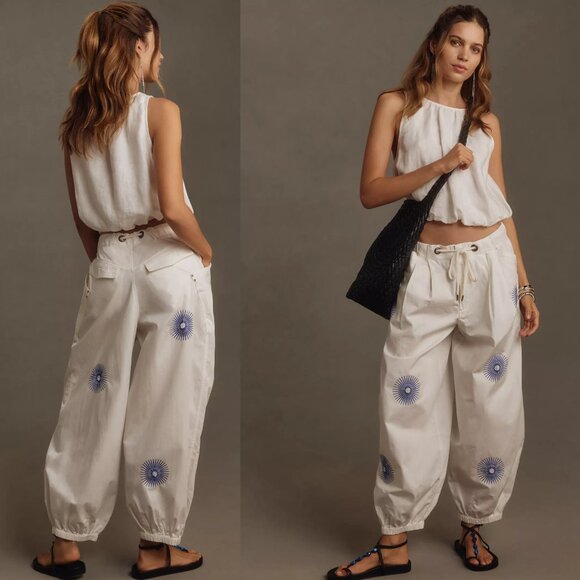 Anthropologie Pants - Anthropologie Pilcro The Slacker Embroidered Parachute Pants new nwt size L